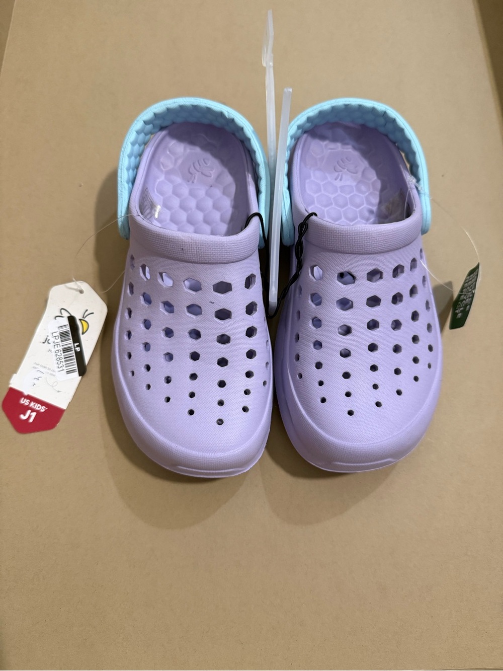 New Joybees Kids Slip-On Clog - Lavender with Mint Strap - little girl size 1